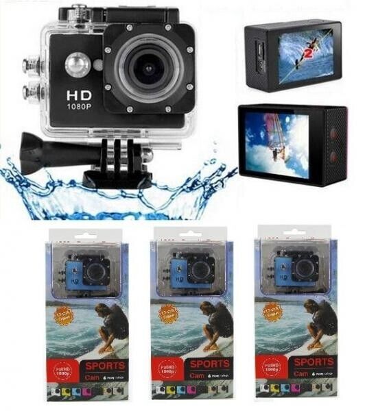 1080p HD Sports Cam Action Camera Wide Angle Lens Waterproof 30m Loop Recording