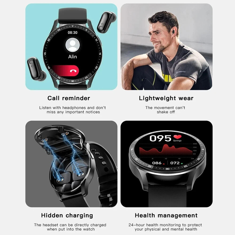 Wireless Smartwatch TWS in Ear Earbuds Stereo Call 1.39'' Touch Screen Round