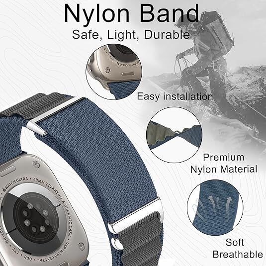 Listen Smart Adjustable Woven Band For Apple Watch 42/44/45/49mm Metal Connector