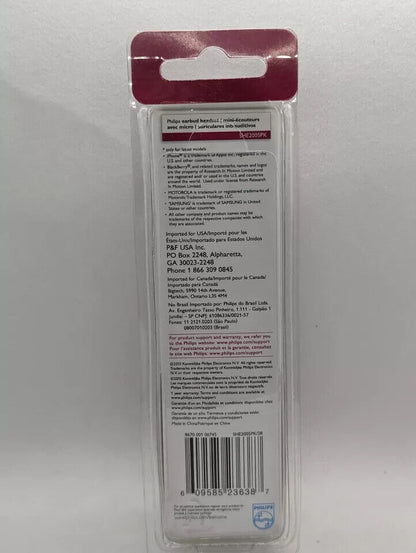 Philips Bass Sound SHE2005 Earbud Headset w/ Mic, Pink, New/Unopened - SEE NOTES