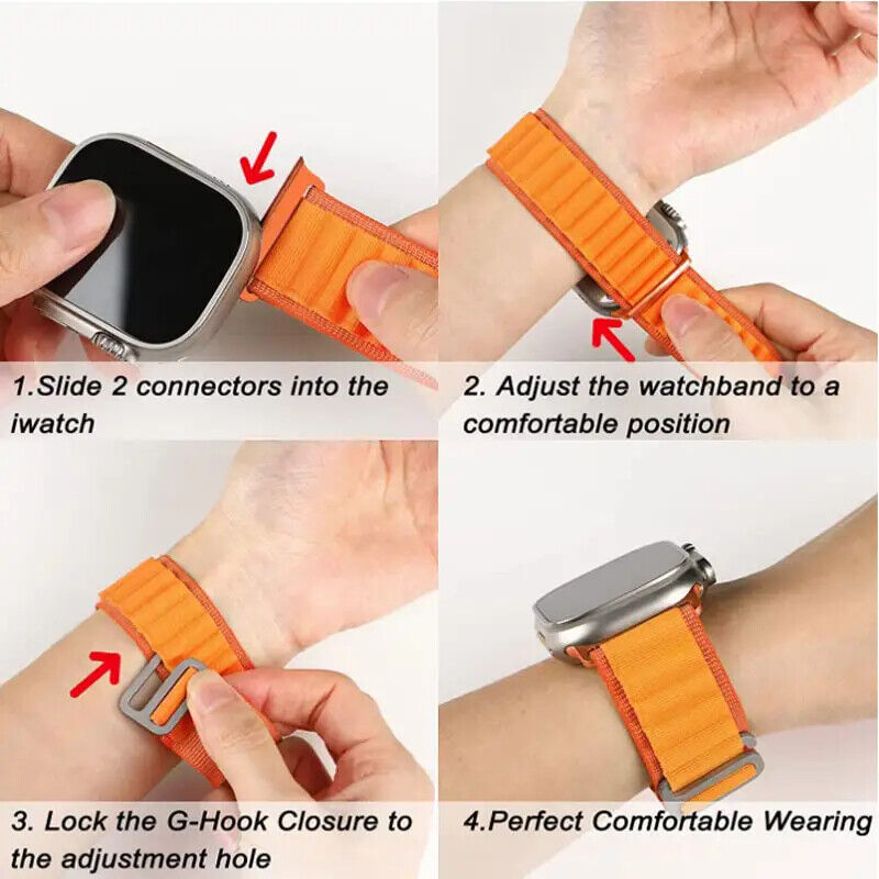 Listen Smart Adjustable Woven Band For Apple Watch 42/44/45/49mm Metal Connector