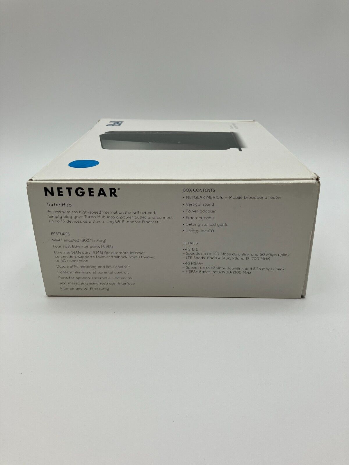 Bell Turbo Hub NETGEAR MBR1516 - 1BMCNS WiFi Enabled 802.11 4G LTE 100Mbps UnOrA