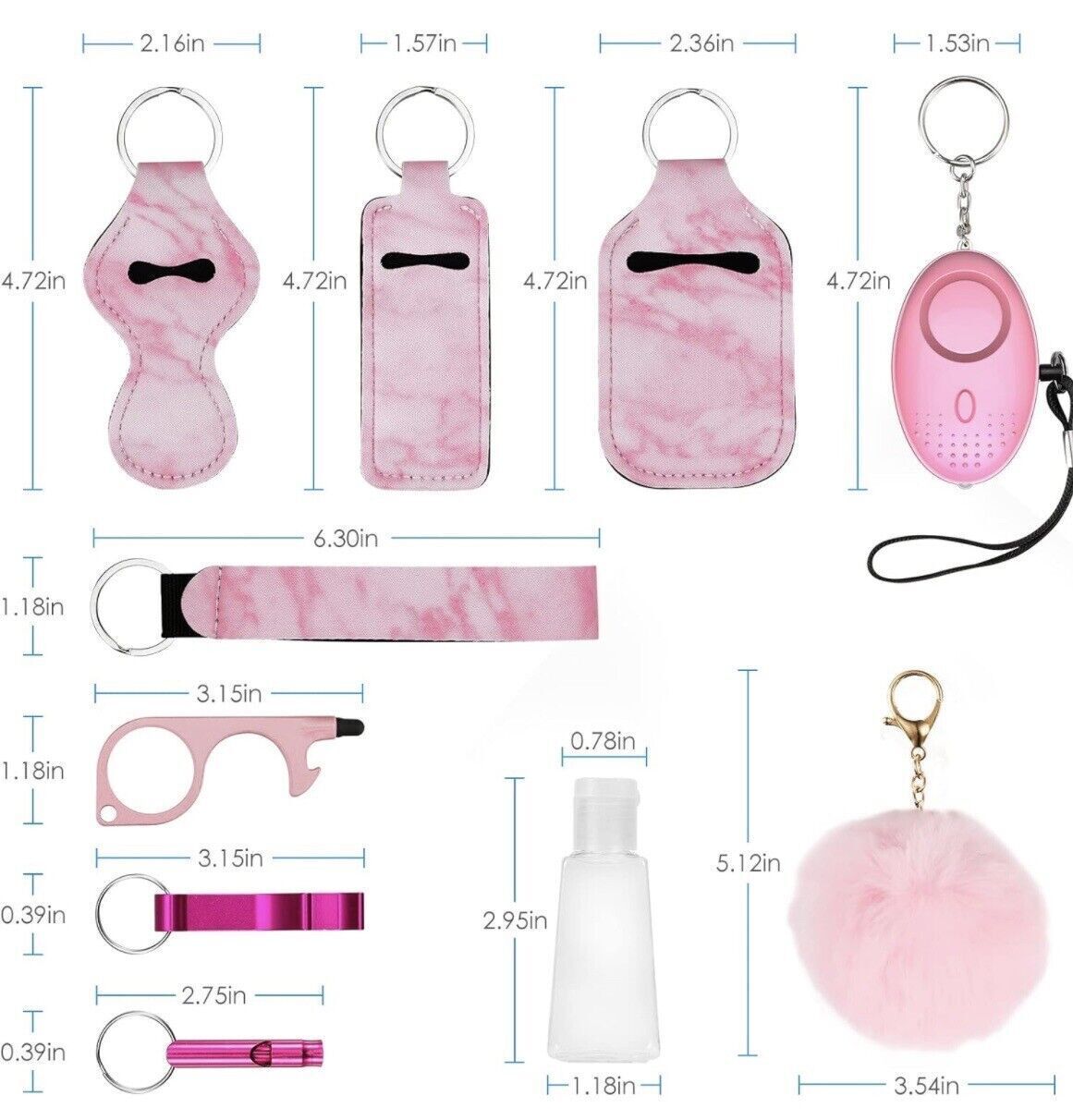 Cute Self Defense Keychain for Women 10 pcs Set Pretty Accessories Key Chain