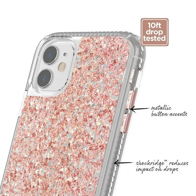 Fellows Smart Phone Case for iPhone 11 & iPhone Xr, Sparkly Rose Gold