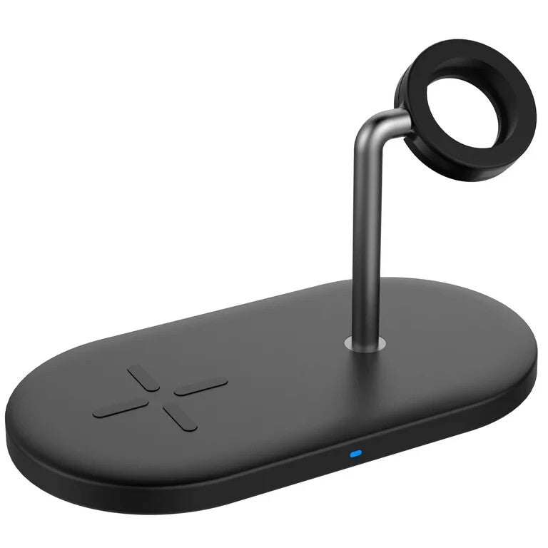 Onn 2-in-1 Wireless Charging Stand & Pad for Smart Phone & Apple Watch, Black