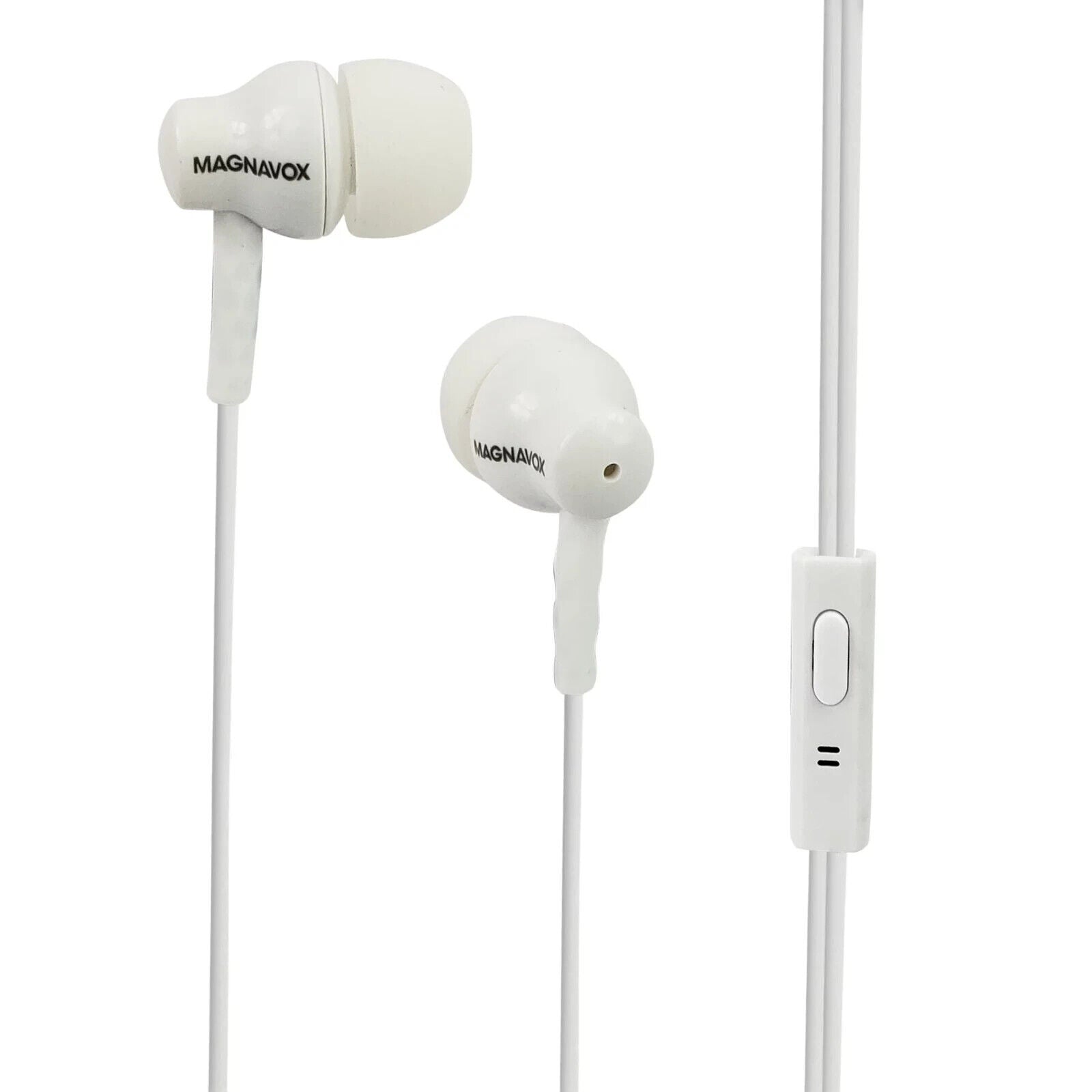 Magnavox Shuffle+ In Ear Headphones w/ Handsfree Mic & Music Control, White-NEW