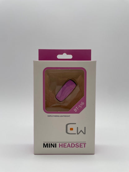 CW Mini Bluetooth Headset BT-516, Pink, Easy Pairing, Single Ear Piece  - NEW