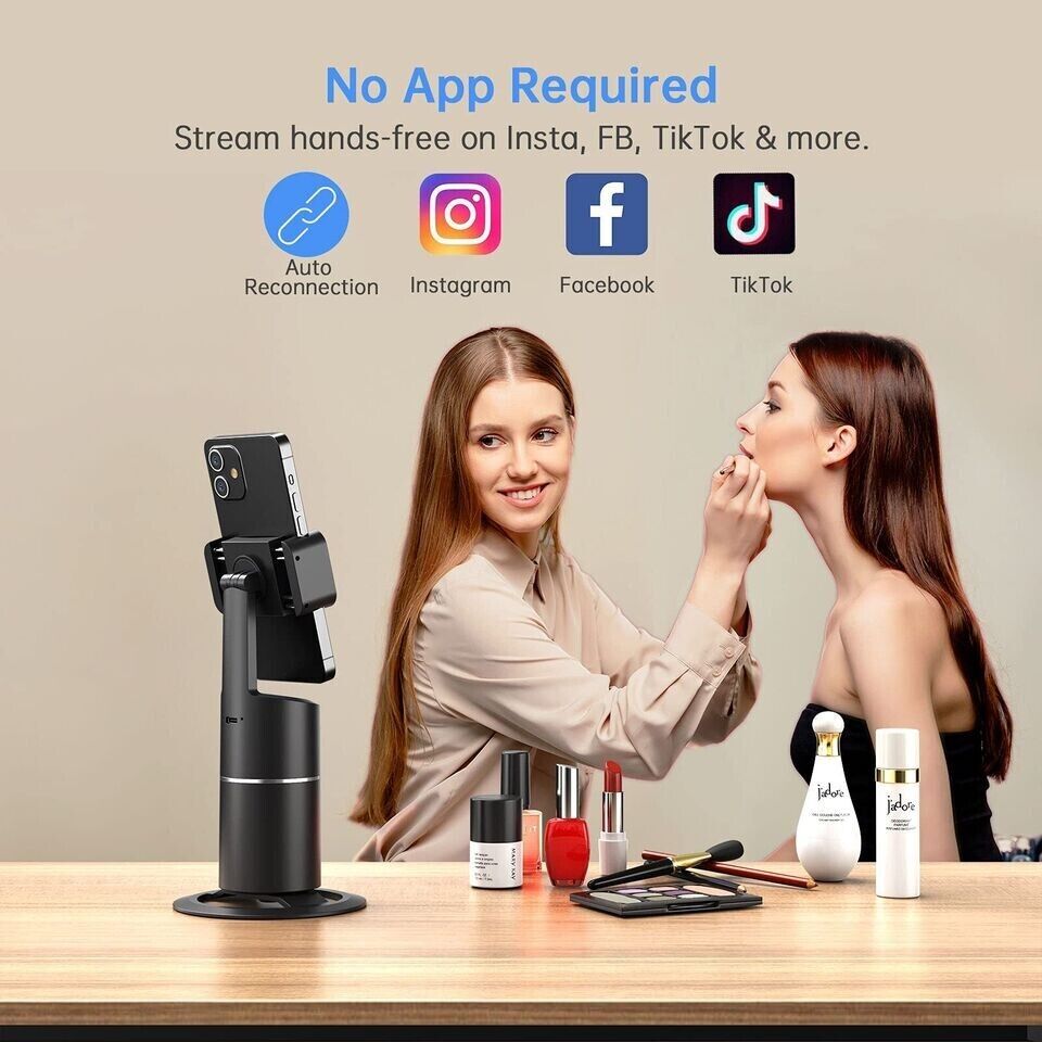 Rotation Auto Face Tracking Phone Holder, Rechargeable Tripod Camera Mount