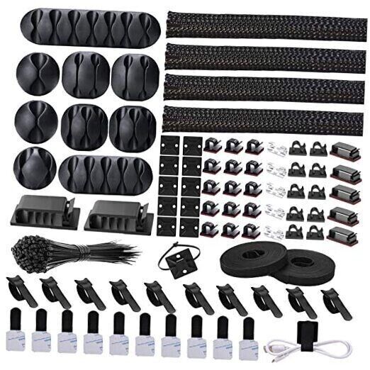 Cord Management Electronic Organizer Kit 4 Cable Sleeve Split w/ 41Self 145 PCS