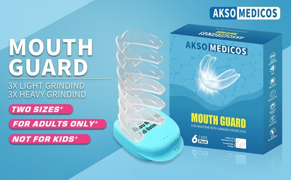 Bruxism Mouth Guard, Teeth Whitening Mouth Tray, 2 Sizes, Pack of 6