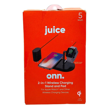Onn 2-in-1 Wireless Charging Stand & Pad for Smart Phone & Apple Watch, Black