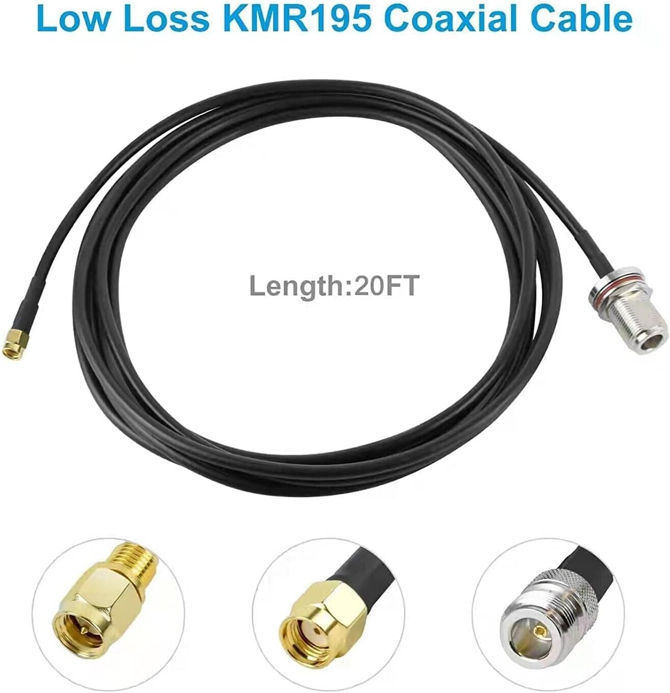 Nebra 5.8dbl Glass Fiber LoRa Antenna - 860-930 MHz - Low Loss KMR195 Cable