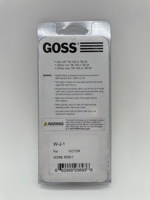 Goss Oxy-Acetylene Brazing & Welding Tip W-J-1 for Victor 3033-1 - NEW