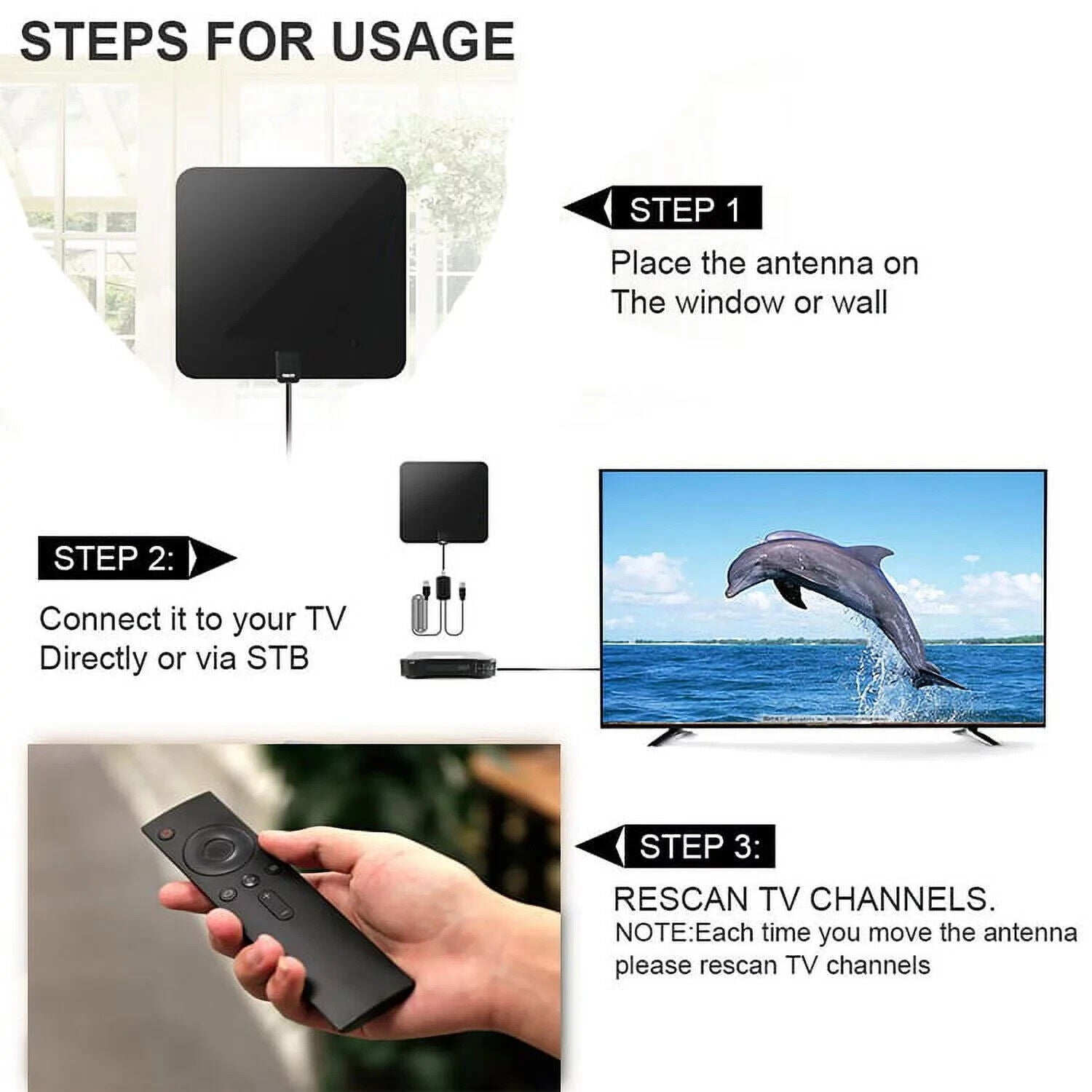 Amplified Digital TV Antenna 1080p Full HDTV Indoor Digital TV Antenna