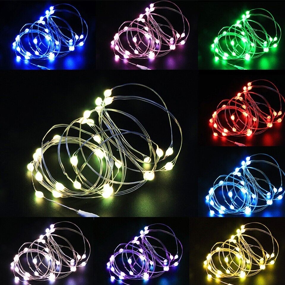 Unbranded LED Fairy Lights, 1M, 10 LED Lights - BLUE - 10 PACK - NEW