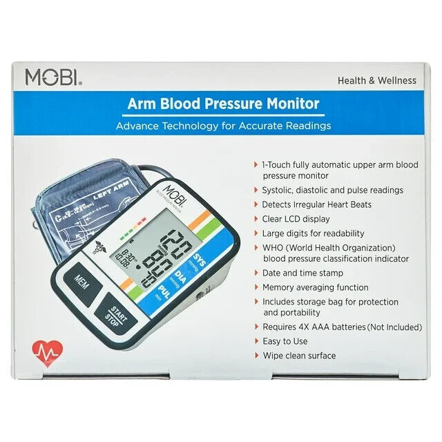 MOBI Advanced Automatic Arm Blood Pressure Monitor Includes Carrying Case