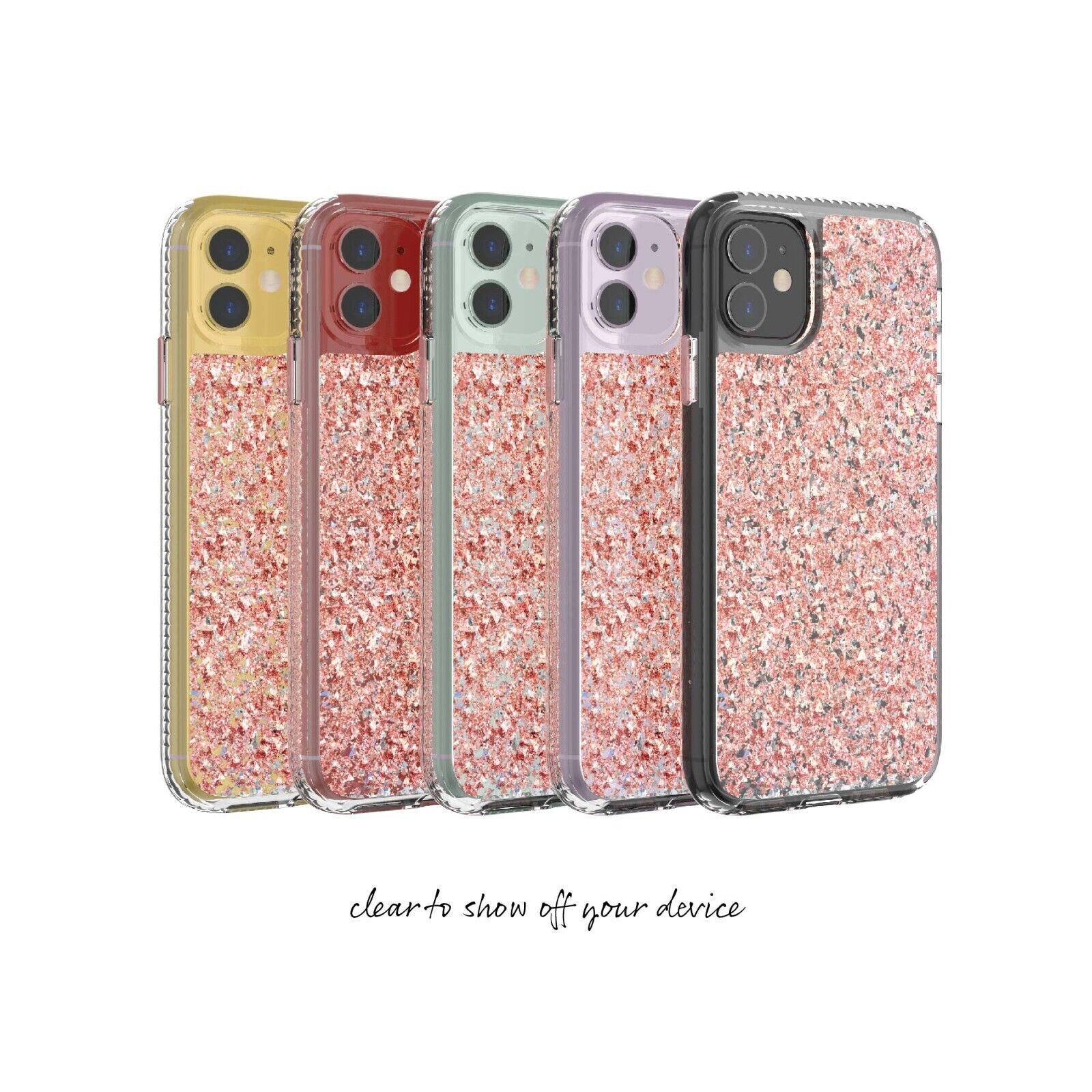 Fellows Smart Phone Case for iPhone 11 & iPhone Xr, Sparkly Rose Gold