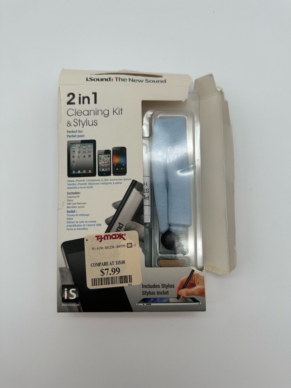 2 In 1 Cleaning Kit and Stylus For Tablets and IPhones, OPEN BOX