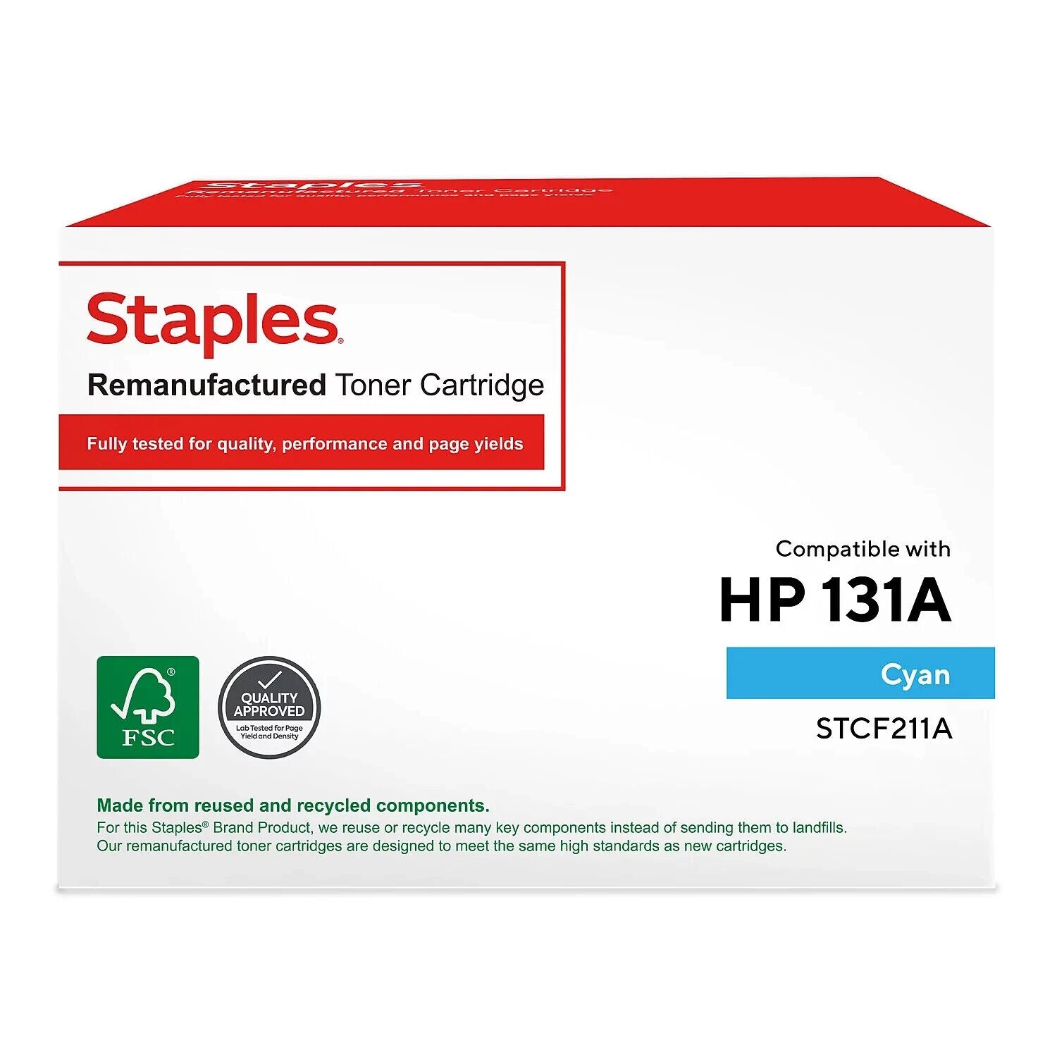 Staples Sustainable Toner Cartridge for HP 131A Cyan SEBM251CR