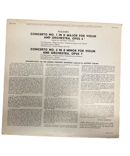 Ruggiero Ricci: Paganini: Violin cts. nos. 1, 2 London Symphony Orchestra CM9131