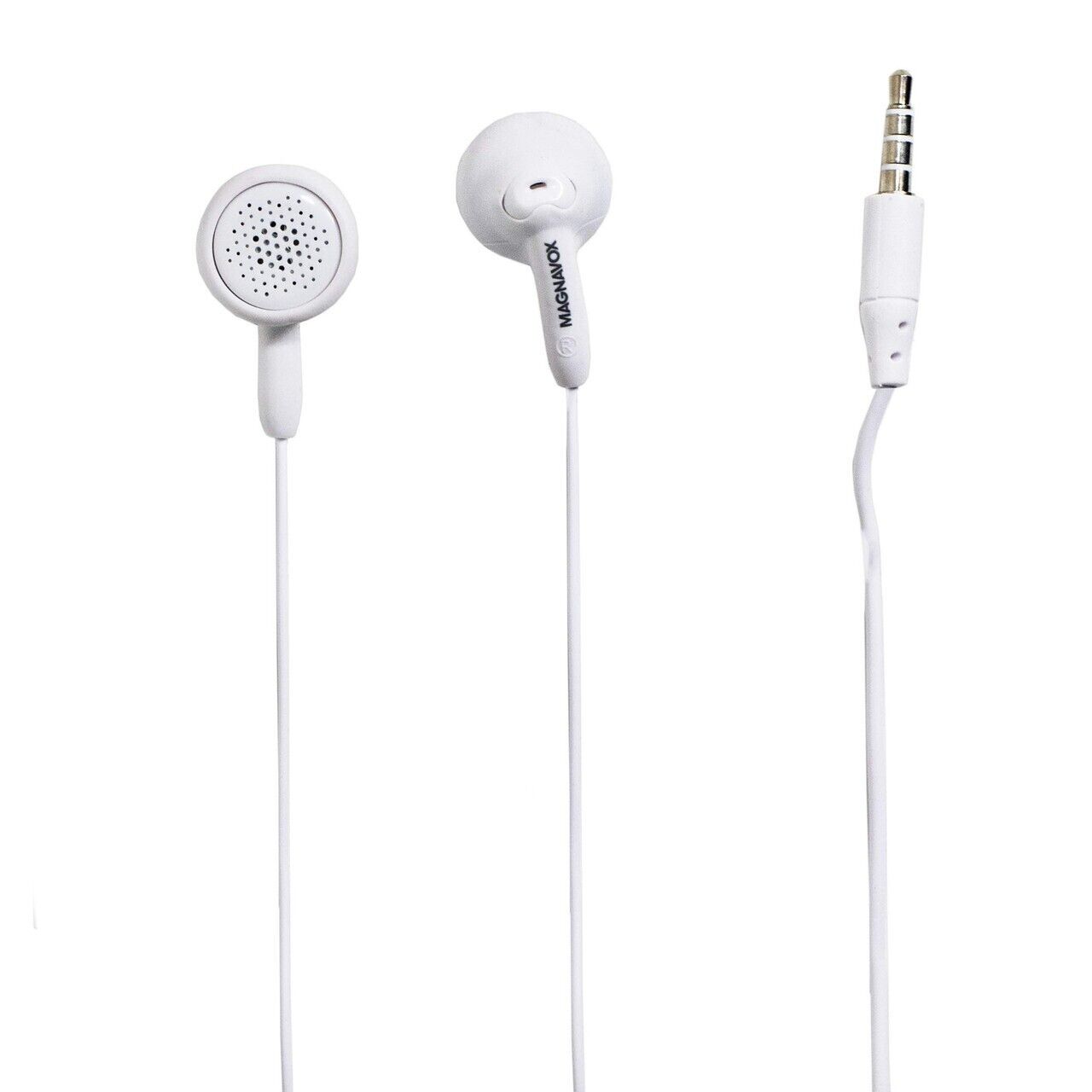 Magnavox Snug Fit+ Smooth Bass Handsfree Earphones w/ Mic & Control, White - NEW