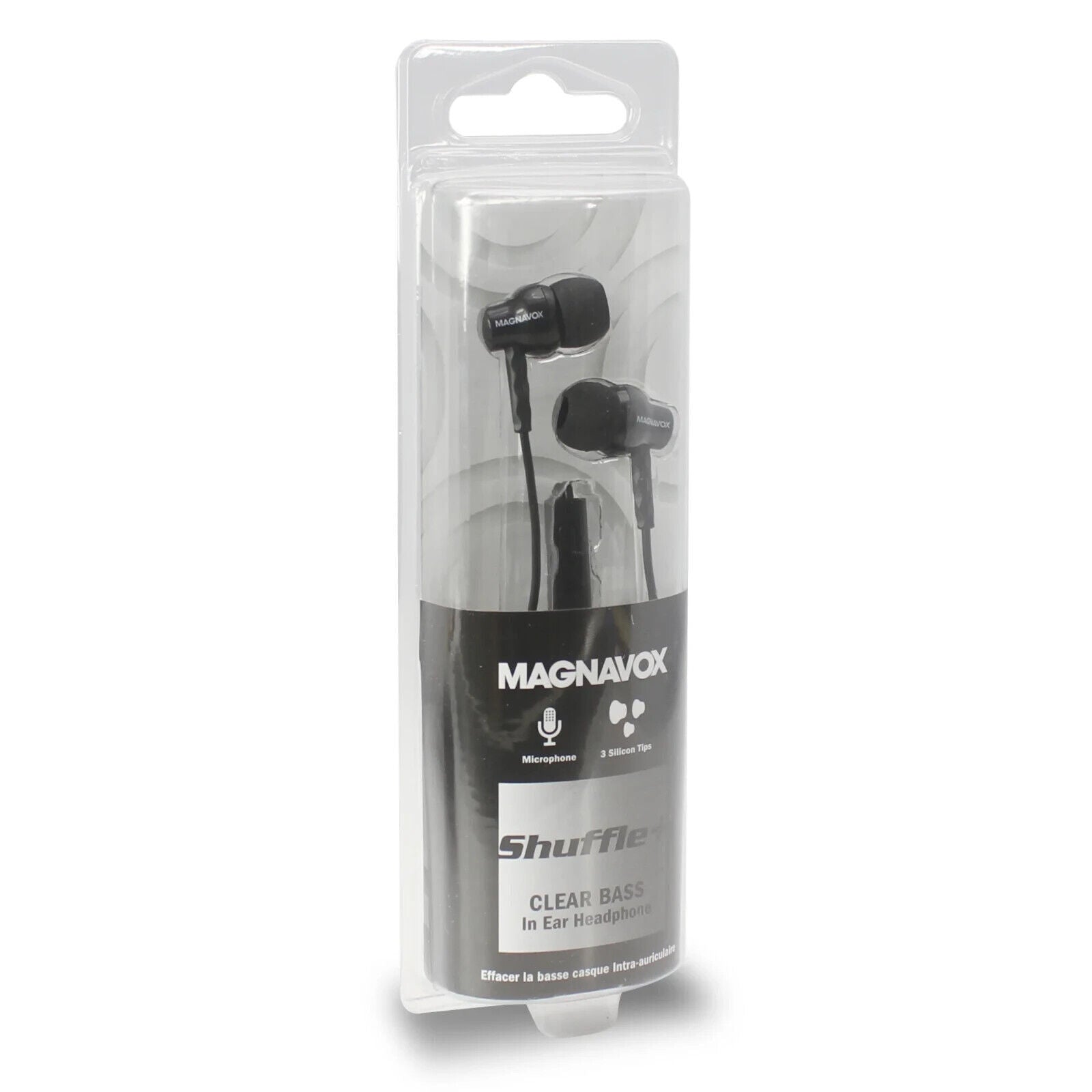 Magnavox Shuffle+ In Ear Headphones w/ Handsfree Mic & Music Ctrl, Black - NEW