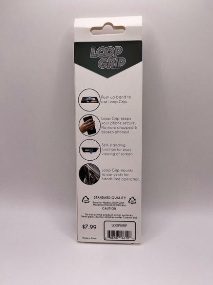Loop Grip Finger Hold for Cell Phones, Heather Gray w/ Adhesive Backing