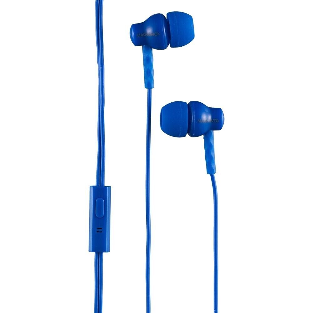 Magnavox Shuffle+ In Ear Headphones w/ Handsfree Mic & Music Ctrl, Blue - NEW