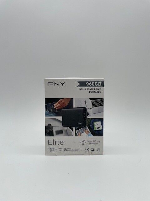 PNY Elite 960GB Portable Solid State Drive (SSD) w/ High Speed USB 3.1 Cable