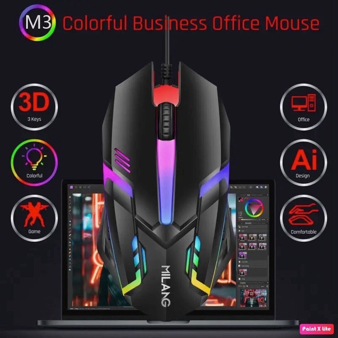 Milang Luminous Game Mouse, Limit Blade, Sports Gaming Series Rainbow Backlight