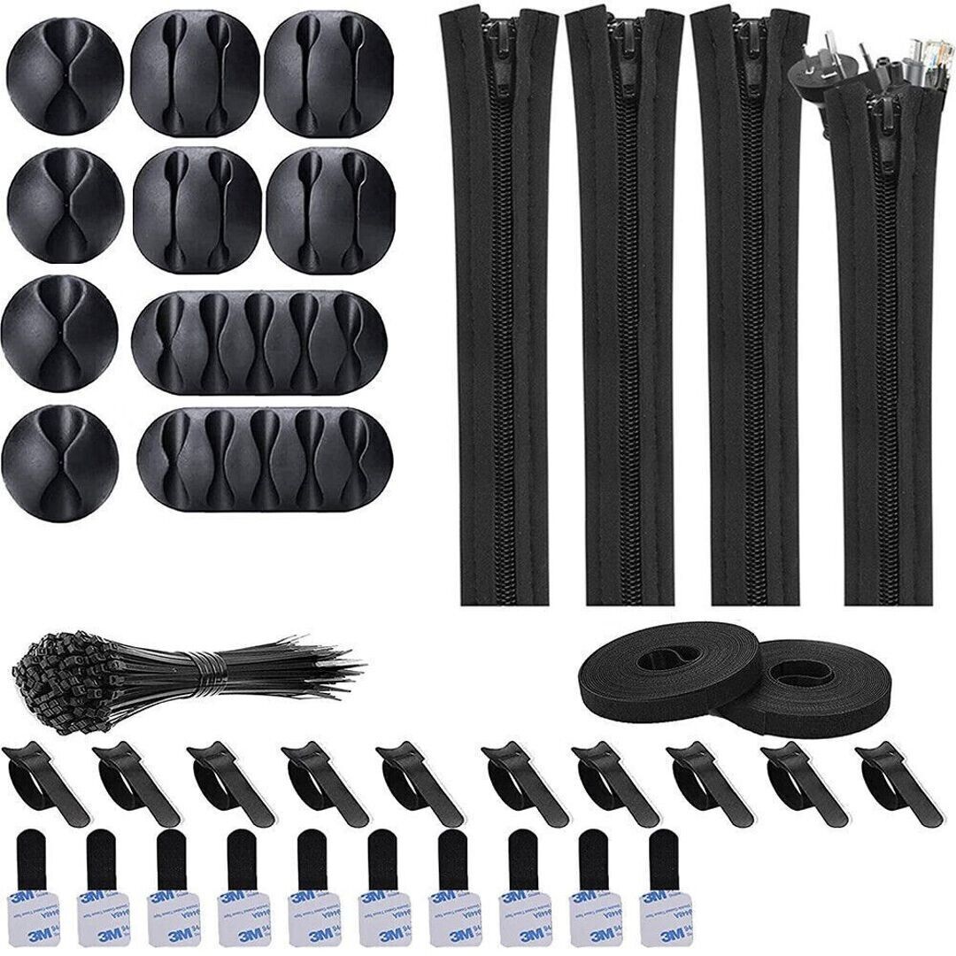 Cord Management Electronic Organizer Kit 4 Cable Sleeve Split w/ 41Self 145 PCS