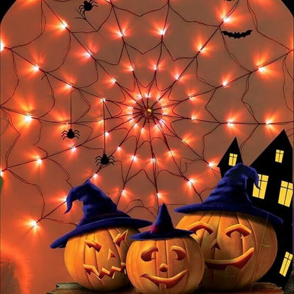 Usb Operated - Spider Web Decoration with Orange/Red Lights.