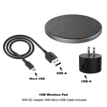 Onn WIAGRY100008483 Wireless Charging Pad, Grey (Fabric) 7.5/10W