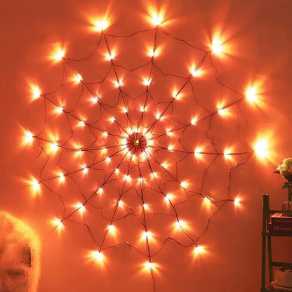 Usb Operated - Spider Web Decoration with Orange/Red Lights.