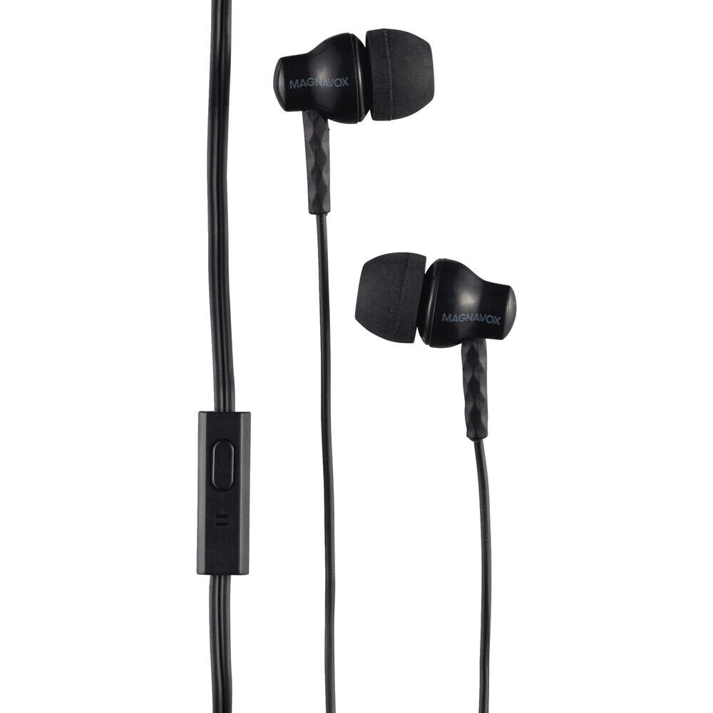 Magnavox Shuffle+ In Ear Headphones w/ Handsfree Mic & Music Ctrl, Black - NEW