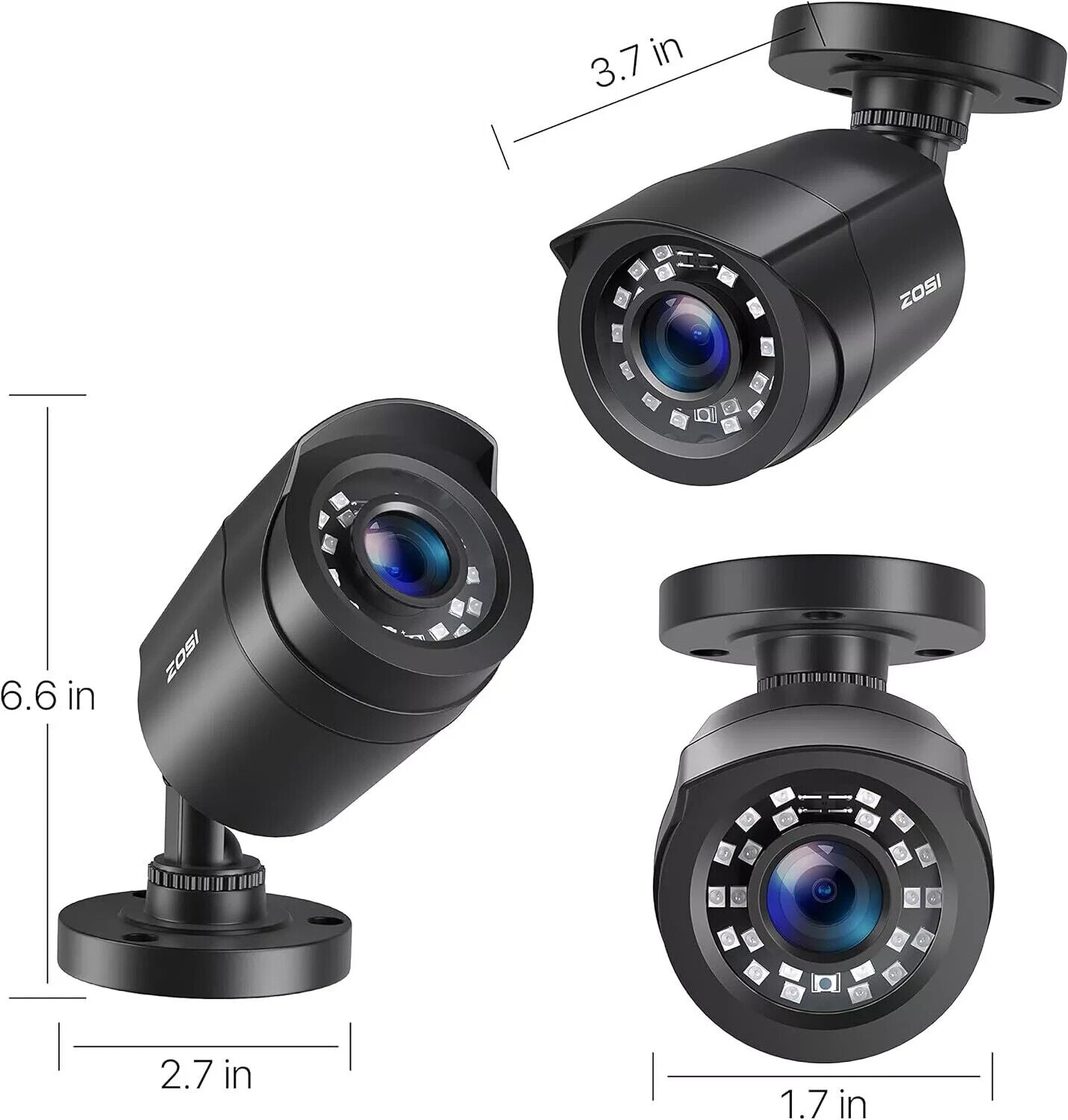 ZOSI 4PCS 1080P Full HD Bullet Security Cameras Outdoor Indoor 80ft Night Vision