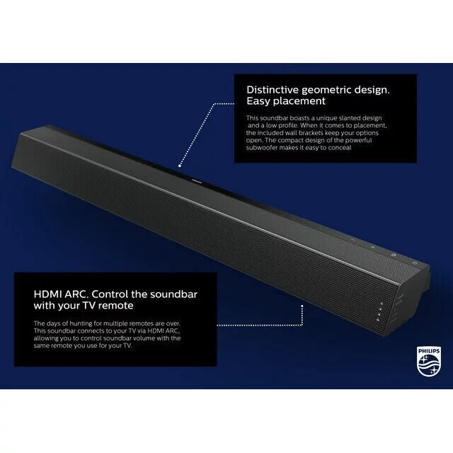 Philips 7000 Series B7305 2.1 Channel 300W Dolby Audio Soundbar Subwoofer-Black