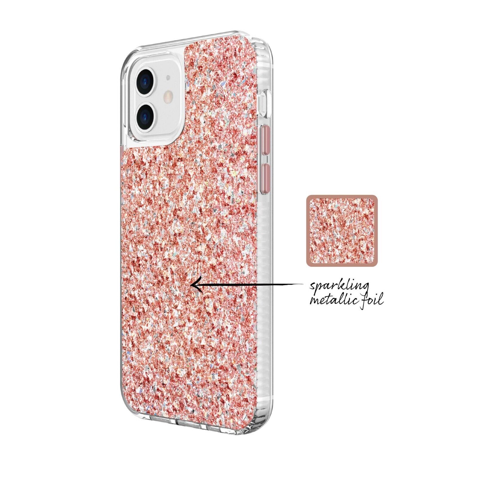 Fellowes Protective Pretty Bling Fleck Pink Case For iPhone 12 & 12 Pro