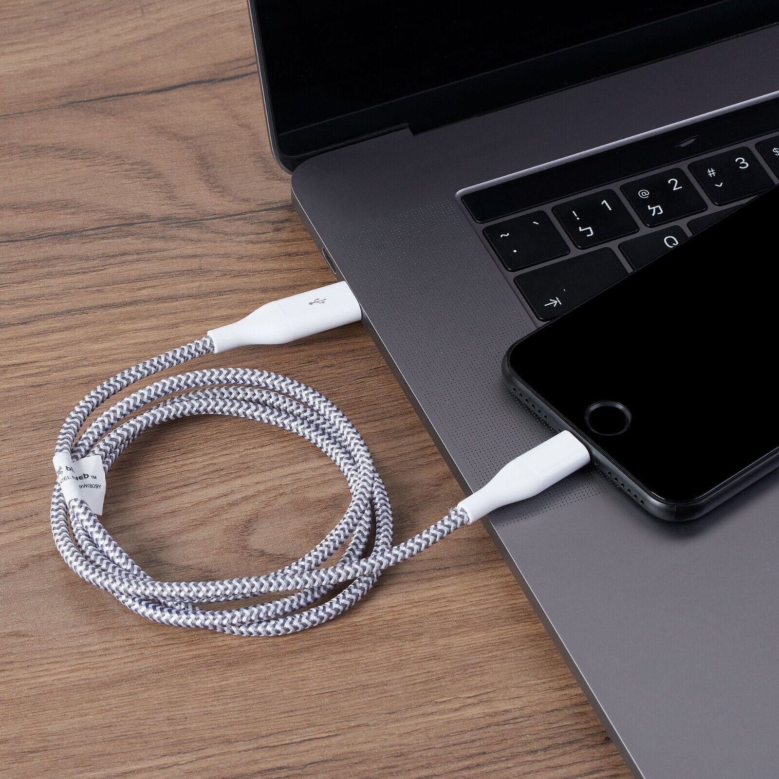 Blackweb Lightning to USB Braided Polyester Charging Cable, 3' Assortment