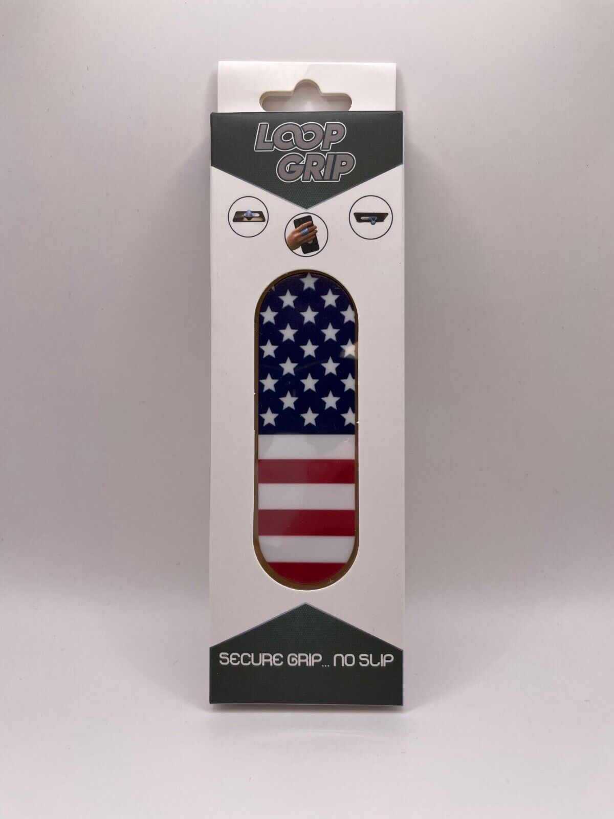 Loop Grip Finger Hold for Cell Phones, American Flag Pattern w/ Adhesive Backing