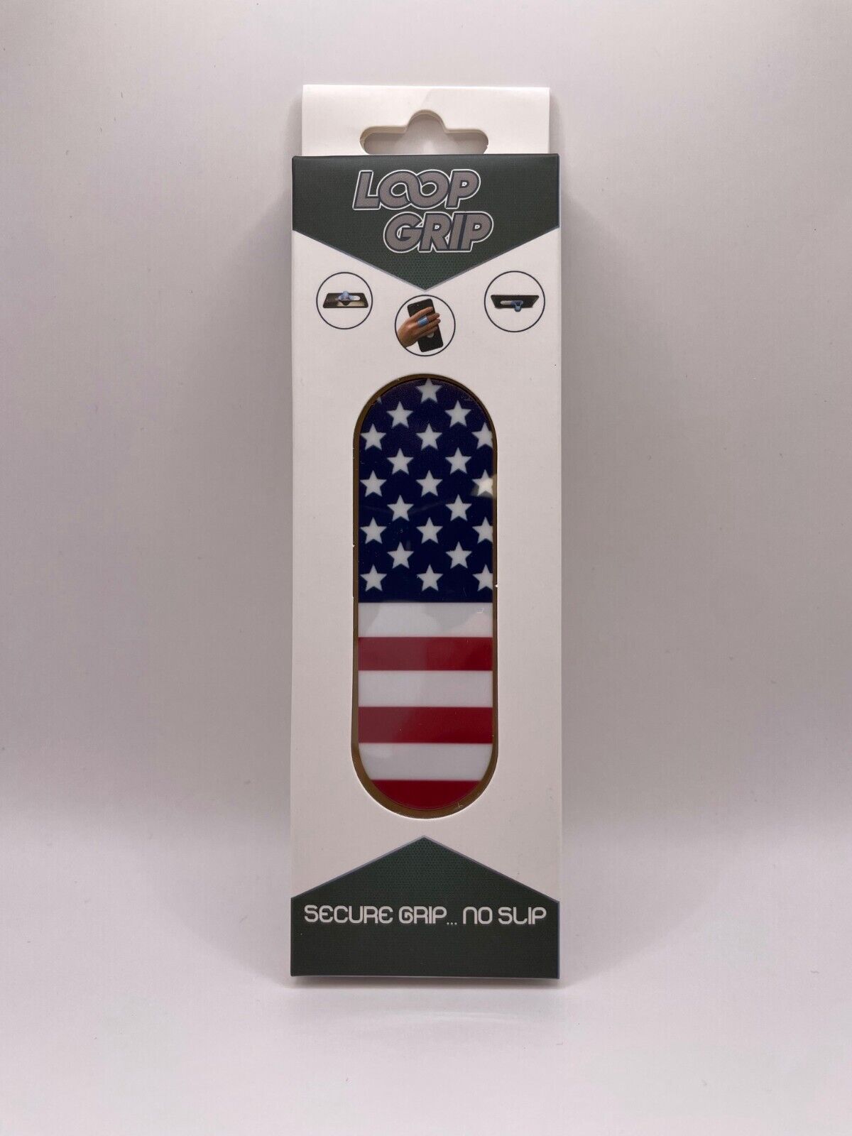 Loop Grip Finger Hold for Cell Phones, American Flag Pattern w/ Adhesive Backing