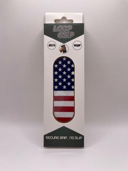 Loop Grip Finger Hold for Cell Phones, American Flag Pattern w/ Adhesive Backing