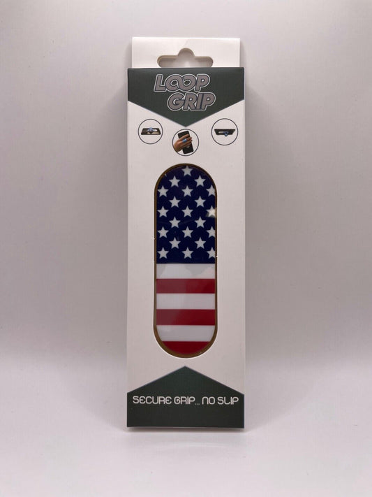Loop Grip Finger Hold for Cell Phones, American Flag Pattern w/ Adhesive Backing