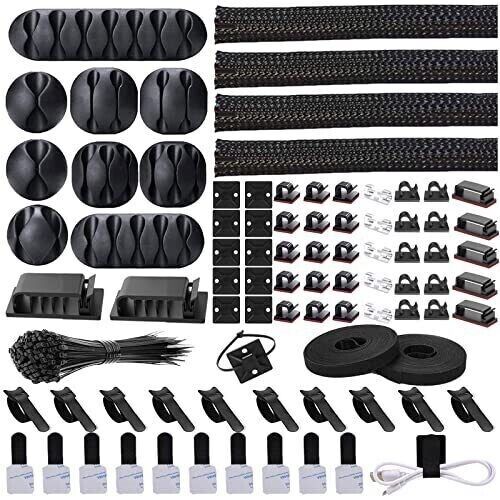 Cord Management Electronic Organizer Kit 4 Cable Sleeve Split w/ 41Self 145 PCS