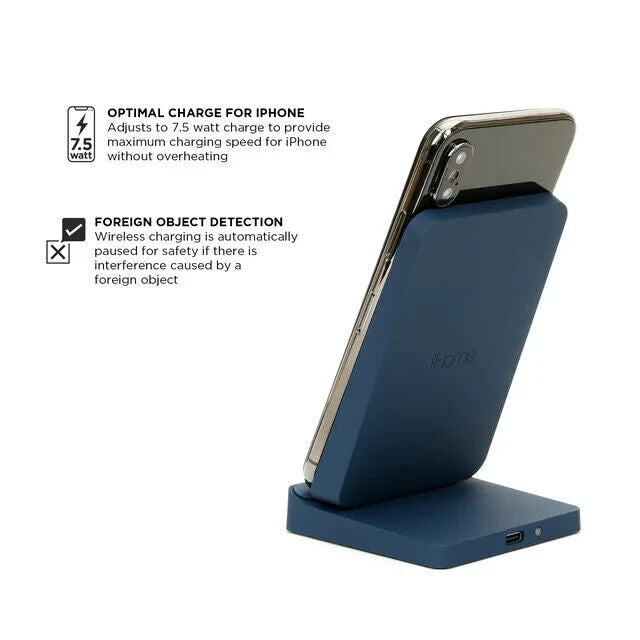 iHome Wireless Charging Stand: Qi Certified Fast Charge Station: 10W, for iPhone