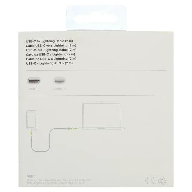 GENUINE Apple USB-C to Lightning Cable (2m) - White Charging Cord