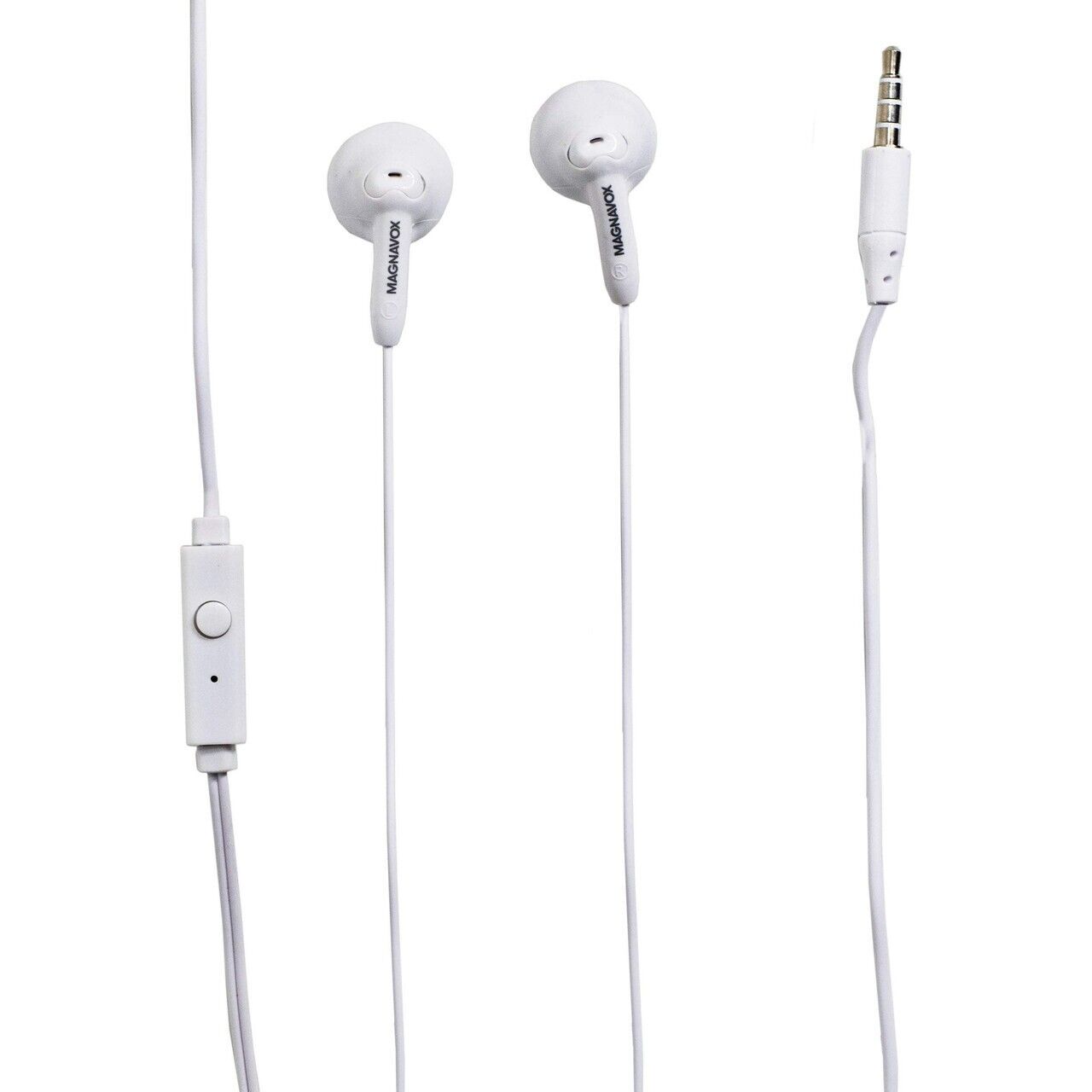 Magnavox Snug Fit+ Smooth Bass Handsfree Earphones w/ Mic & Control, White - NEW