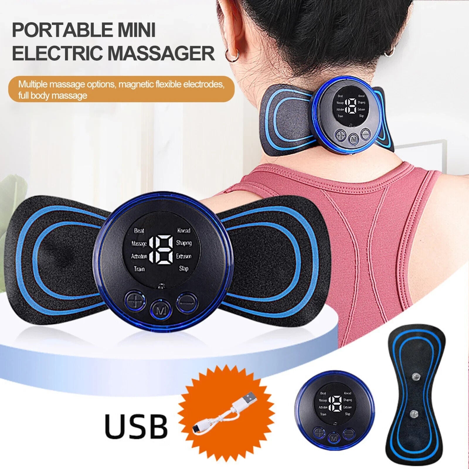 Portable EMS Electric Neck Back Massager Cervical Massage Patch Stimulator