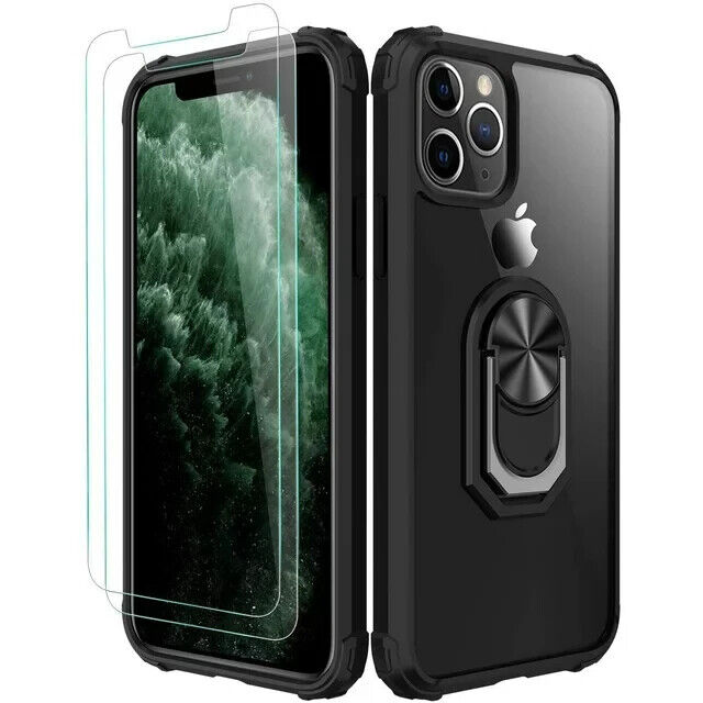 Amuoc iPhone 11 Pro Max Case with Glass Screen Protector, 15' drop tested, Black