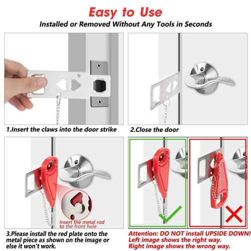 Portable Door Lock for Additional Safety-Perfect for Traveling, Home and College
